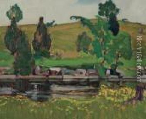Gull River (an Unfinished Sketch Of A Landscape On The Reverse) Oil Painting - James Edward Hervey MacDonald