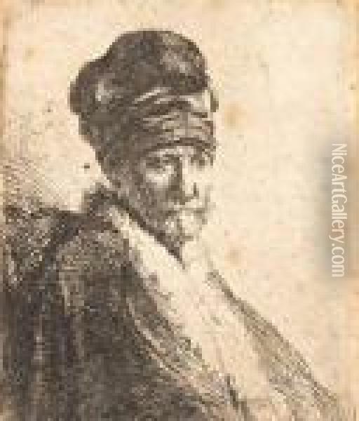 Man Met Baard Met Hoge Muts (mogelijk De Vader Vanrembrandt) Oil Painting - Rembrandt Van Rijn