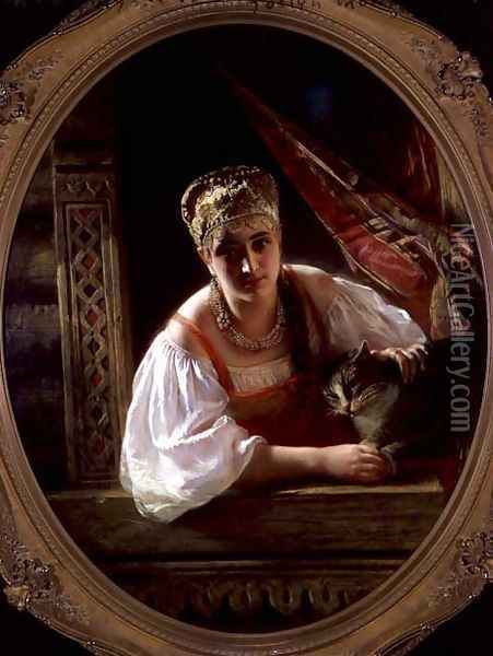 Russian Beauty, 1865 Oil Painting - Konstantin Egorovich Egorovich Makovsky