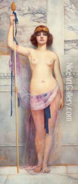 A Priestess Oil Painting - John William Godward
