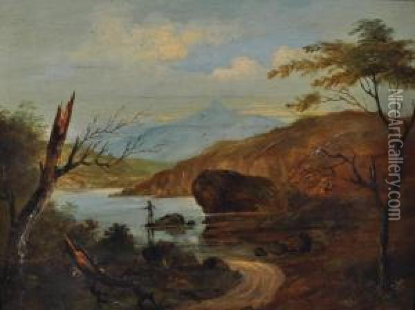 View Of Loch Katrine And Another Highlandlandscape Oil Painting - Horatio McCulloch