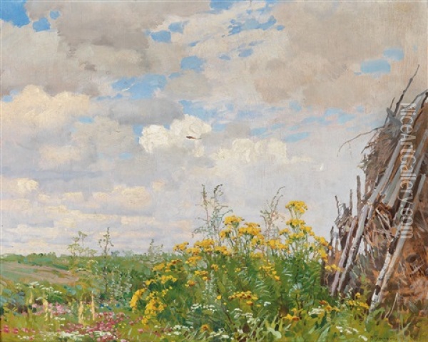 Bluhender Wiesenrand Oil Painting - Mikhail Markelovich Guzhavin