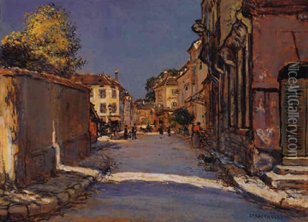 Rue Du Village Oil Painting - Jean Francois Raffaelli