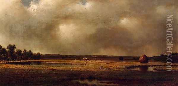Storm Over The Marshes Oil Painting - Martin Johnson Heade
