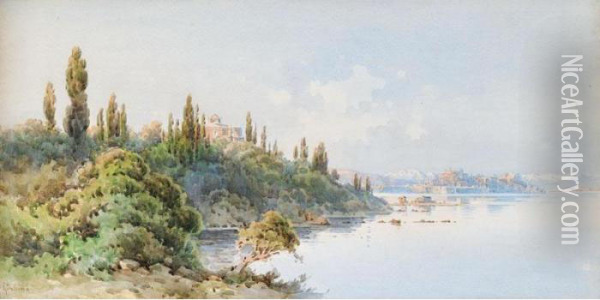View Of Corfu Oil Painting - Angelos Giallina