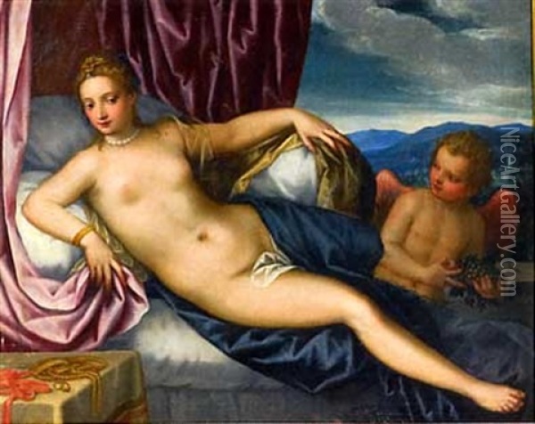 Venus Allongee Oil Painting - Hans Rottenhammer the Elder