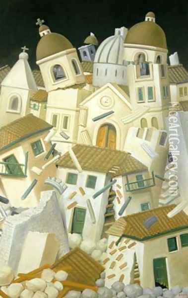 Earthquake Oil Painting - Fernando Botero