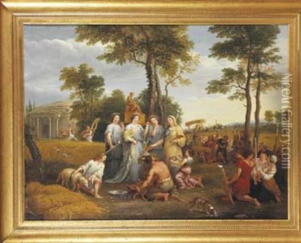 Une Scene D'offrande A Ceres Ou Allegorie De L'ete Oil Painting - Pierre Mignard the Elder