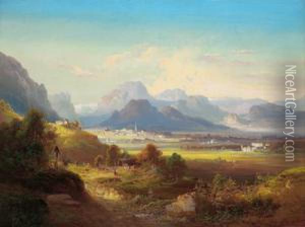 Blick Auf Bad Reichenhall Oil Painting - Ferdinand Feldhutter