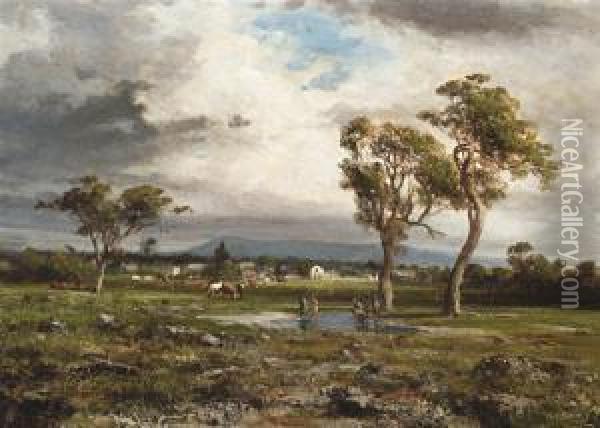 Northcote By Side Brunswick, Melbourne Oil Painting - Abraham Louis Buvelot