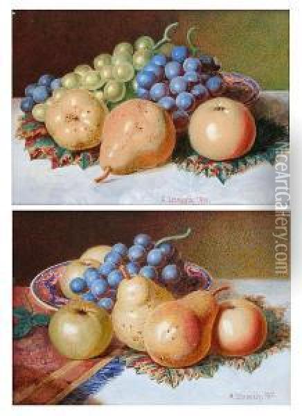 Still Life Of Fruit On A Table Top Oil Painting - Alexander Stanesby