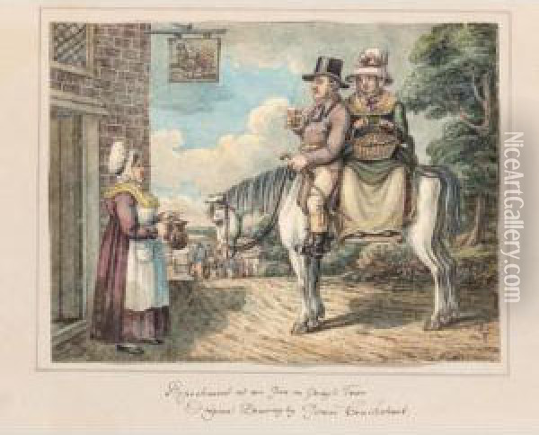 A Hebrew Pedlar; Tam O'shanter And Souter Johnny; Refreshment At An Inn On Going To Town Oil Painting - Isaac Cruikshank
