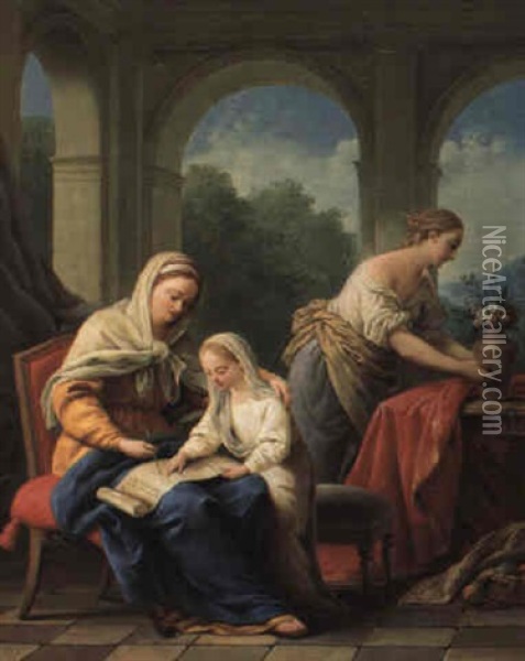 The Education Of The Virgin Oil Painting - Louis Jean Francois Lagrenee