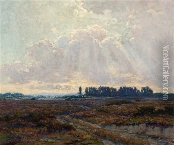 San Gabriel Valley, Atmospheric Landscape Oil Painting - John Frost