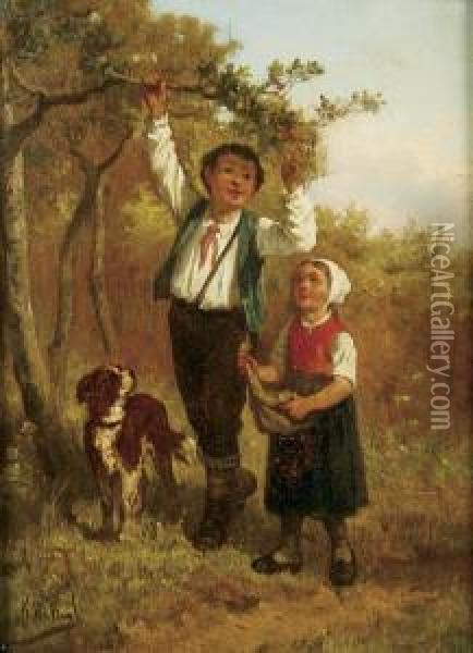 Picking Cherries And Leap Frog Oil Painting - Franz De Beul