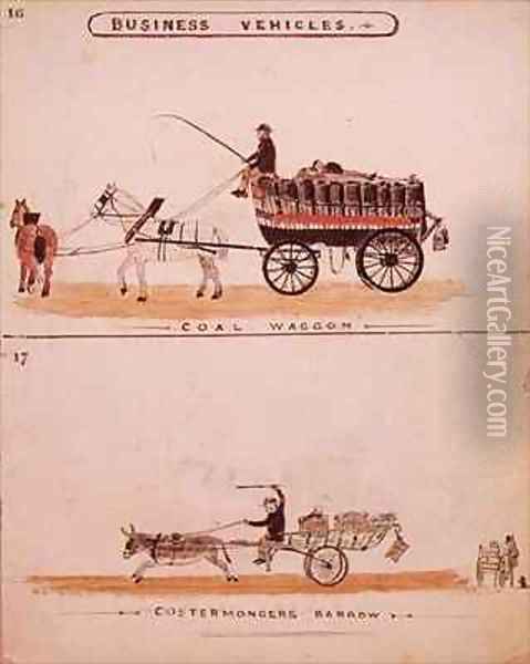 The Coal Wagon and the Costermongers Barrow Oil Painting - William Francis Freelove
