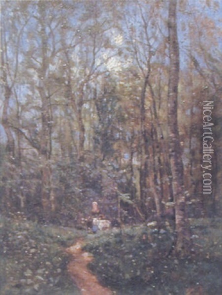 La Gardienne De Chevres Au Chaponnais (loiret) Oil Painting - Emile Noirot