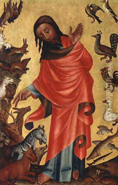 Creation of the Animals, panel from Grabow Altarpiece 1383 Oil Painting - (Master of Minden) Bertram