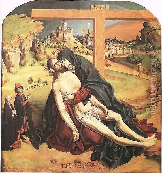 Pieta c. 1470 Oil Painting - Fernando Gallego