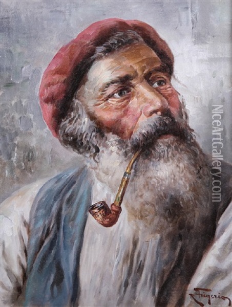 Pescatore Con Pipa Oil Painting - Raffaele Frigerio