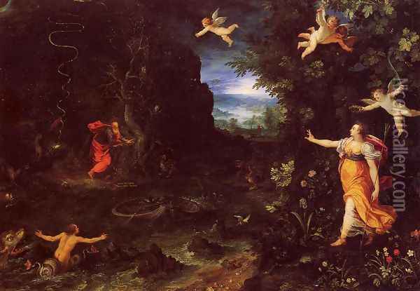 Circe and Ulysses Oil Painting - Jan The Elder Brueghel