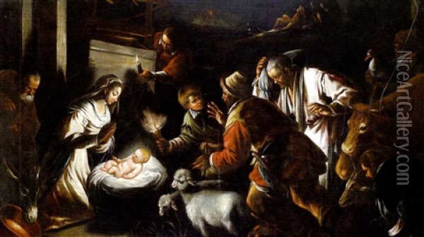 L'adorazione Dei Pastori Oil Painting - Giambattista da Ponte Bassano