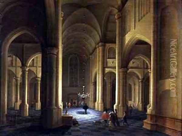 A Church Interior Oil Painting - Anthonie Delorme