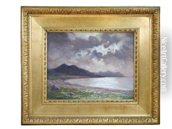 The Lonely Shore - The Eifi Mountains, North Wales Oil Painting - Christopher David Williams