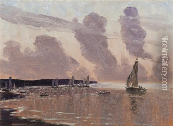 Marine Au Crepuscule Oil Painting - Nikolai Nikanorovich Dubovskoy