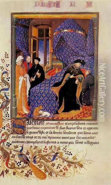 Charles VI Talking To Pierre Salmon Oil Painting - French Miniaturist
