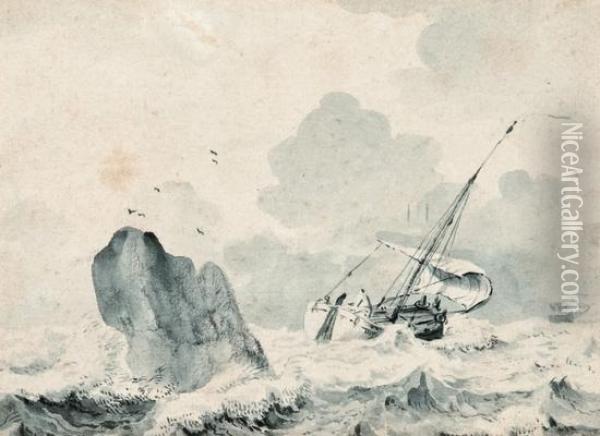 Sailing Vessel On A Choppy Sea Oil Painting - Francois Louis Thomas Francia