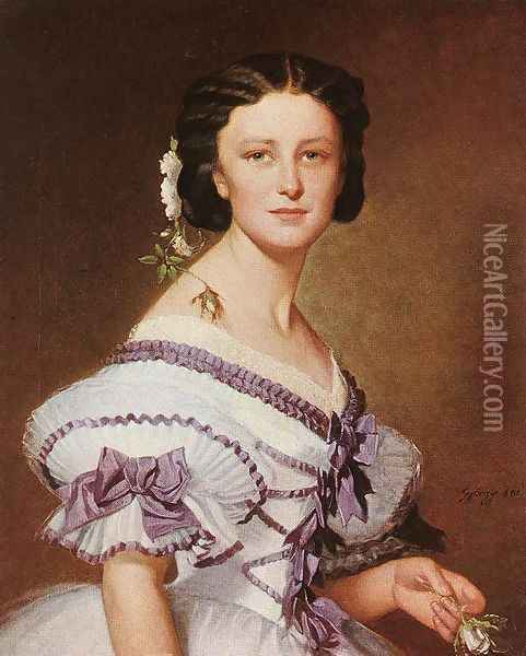 Portrait of Szidonia Deak 1861 Oil Painting - Gyorgyi Alajos Giergl