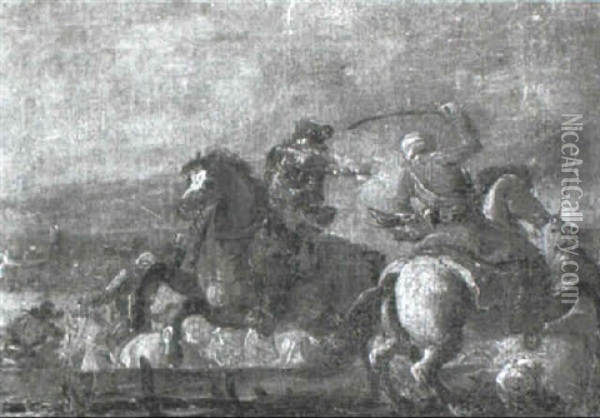 Battle Scenes Between Turks And Christians Oil Painting - Jacques Courtois