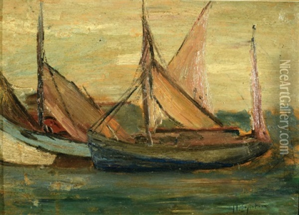 Boats Oil Painting - Henri Epstein