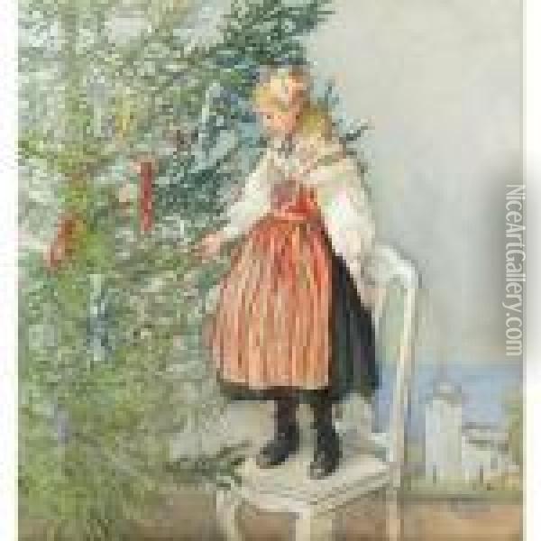 Julgranskonfekt (decorating The Tree) Oil Painting - Carl Larsson