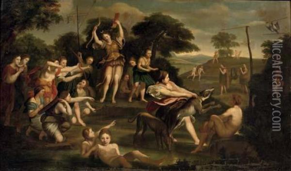 Diana And Her Nymphs After The Hunt Oil Painting - Domenico Zampieri (Domenichino)