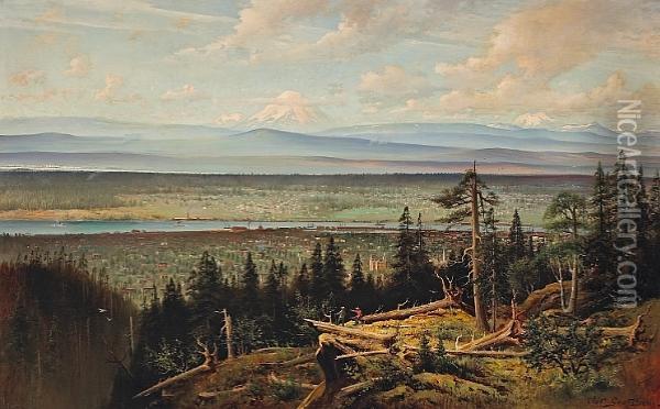 View Of Portland, Oregon Oil Painting - Olof Jonas Grafstrom