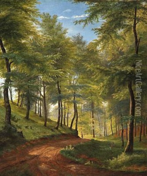 Spring Day In A Beech Forest Oil Painting - Carl Frederik Peder Aagaard