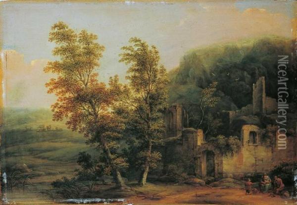 Landschaft Mit Ruine Oil Painting - Bernhard Gottfried Manskirch