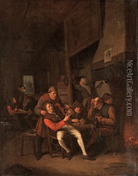 At The Tavern Oil Painting - Pieter Harmensz. Verelst