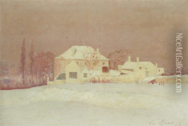 Winter Landscape Oil Painting - Emile Claus