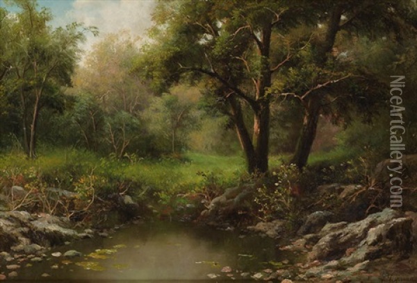 Waldlandschaft Mit Kleinem Tumpel Oil Painting - Francesco Capuano