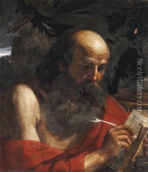 St. Jerome Writing Oil Painting - Bartolomeo Gennari