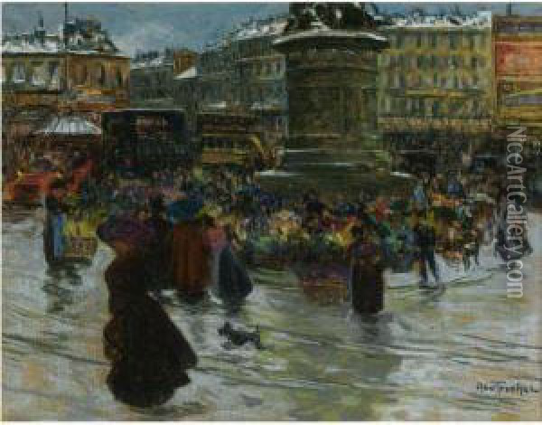Place De La Republique Oil Painting - Louis Abel-Truchet