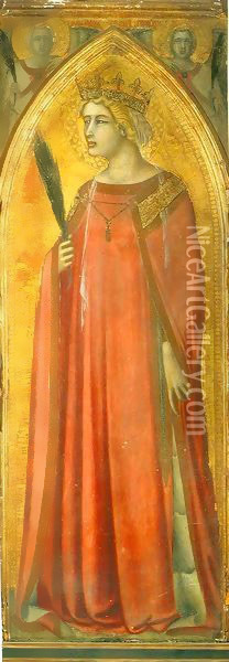 Carmine Altarpiece Saint Catherine of Alexandria Oil Painting - Pietro Lorenzetti