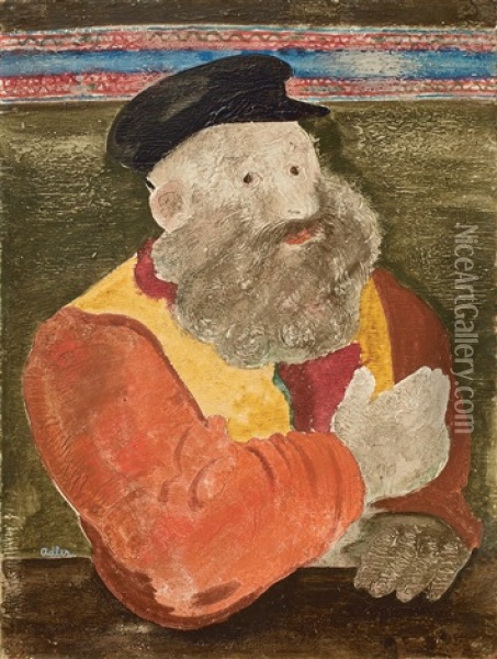 Bartiger Rabbi Oil Painting - Jankel Adler