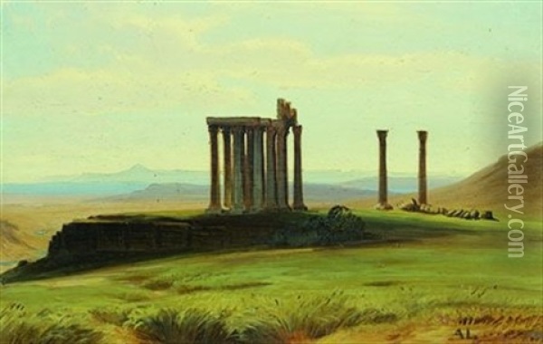 Vue Du Temple De Zeus A Olympie Oil Painting - August Loeffler