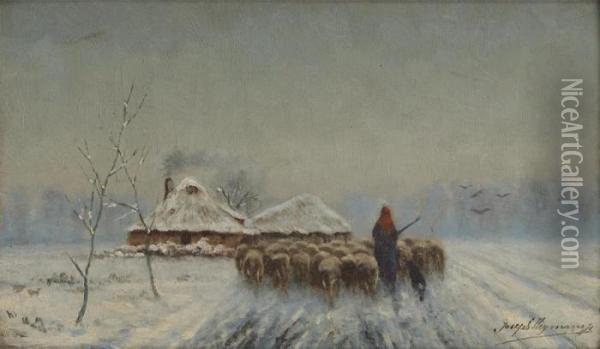 Retour Du Troupeau De Moutons Dans Oil Painting - Jozef Heymans
