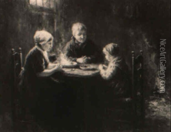 The Prayer Before The Meal Oil Painting - Albert Johan (Jan) Neuhuys