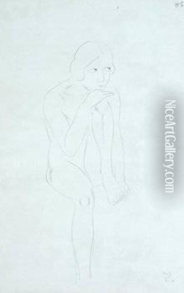 Seated Nude, 1928 Oil Painting - Eric Gill